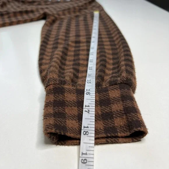Soft Surroundings Women's Tunic Brown / Black Plaid Peasant V-Neck Top Size L - Picture 6 of 8